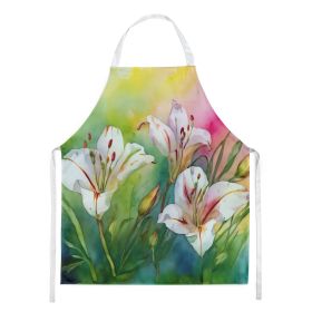 Utah Sego Lilies in Watercolor Apron Cooking Kitchen Server Baking Crafts Gardening for Adult Women Men, Unisex, Large, Multicolor