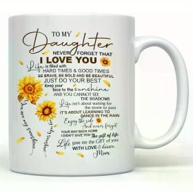 1pc 11oz Inspirational Sunflower Ceramic Mug for Daughter - Heartfelt Message from Mom, Double-Sided Print, Reusable