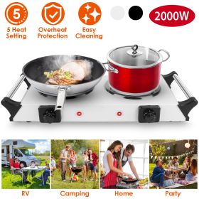 2000 Watt Electric Furnace, Portable Desktop Dual Stove (Color: White)